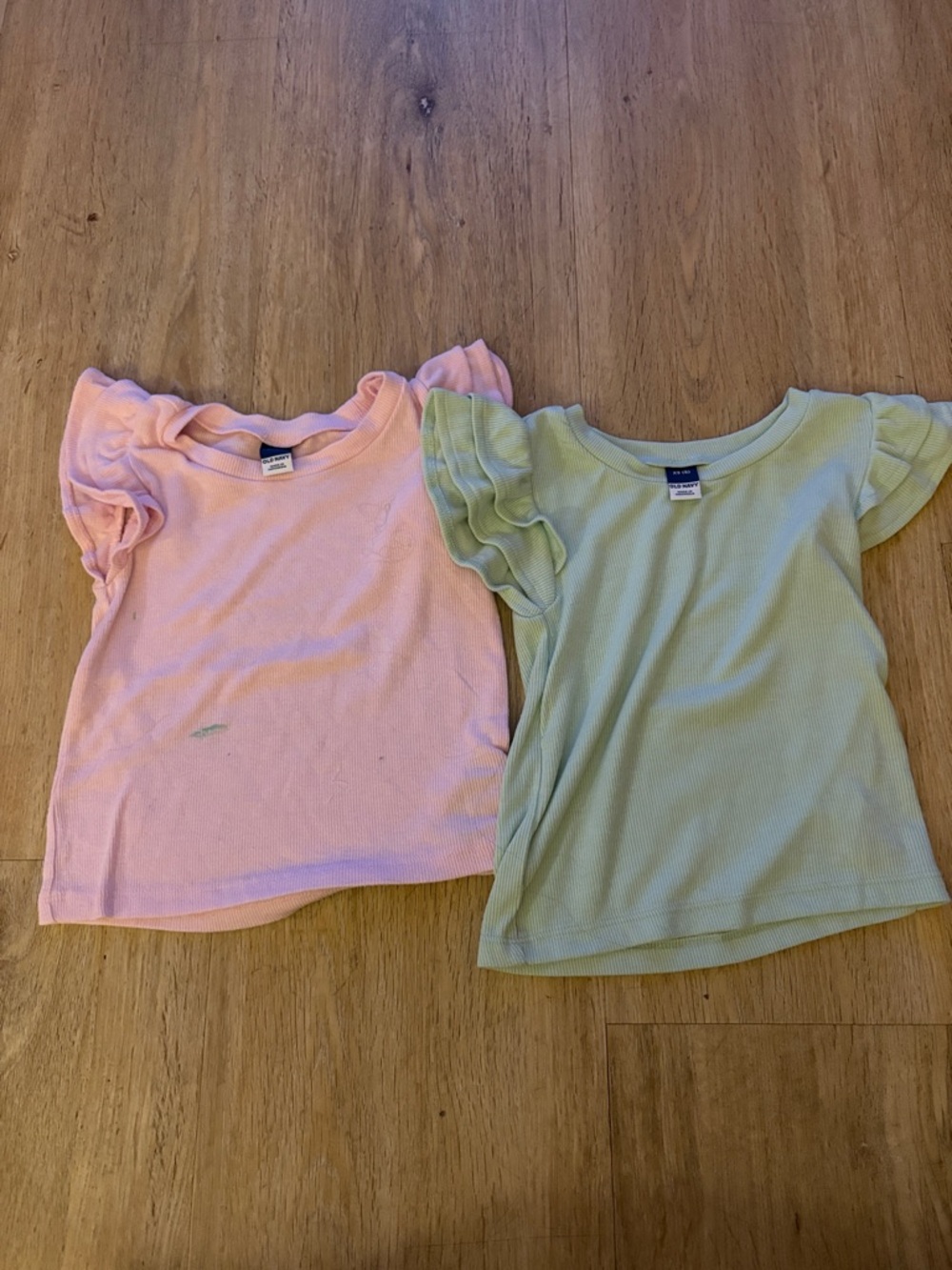 Old Navy Pink and Light Green Flutter Sleeve Tees